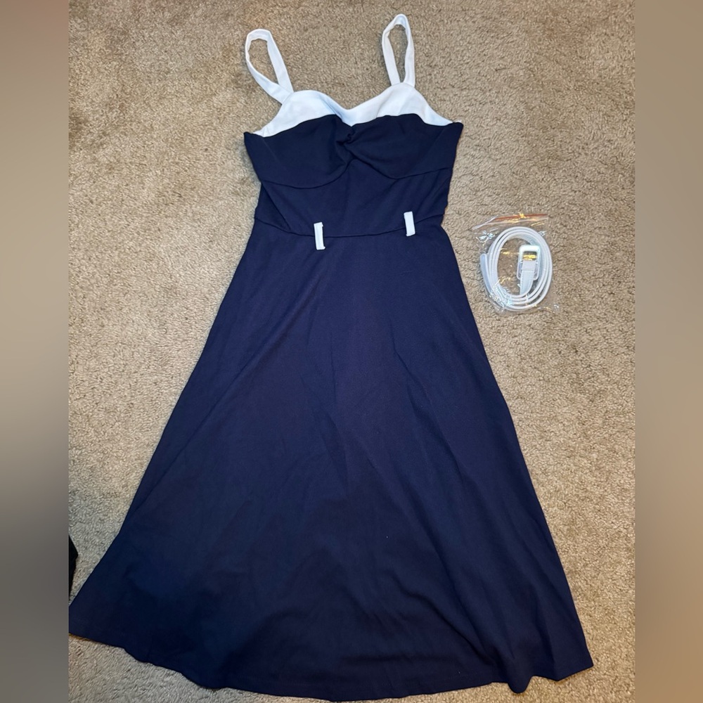 NWT Navy and White Sleeveless Dress
